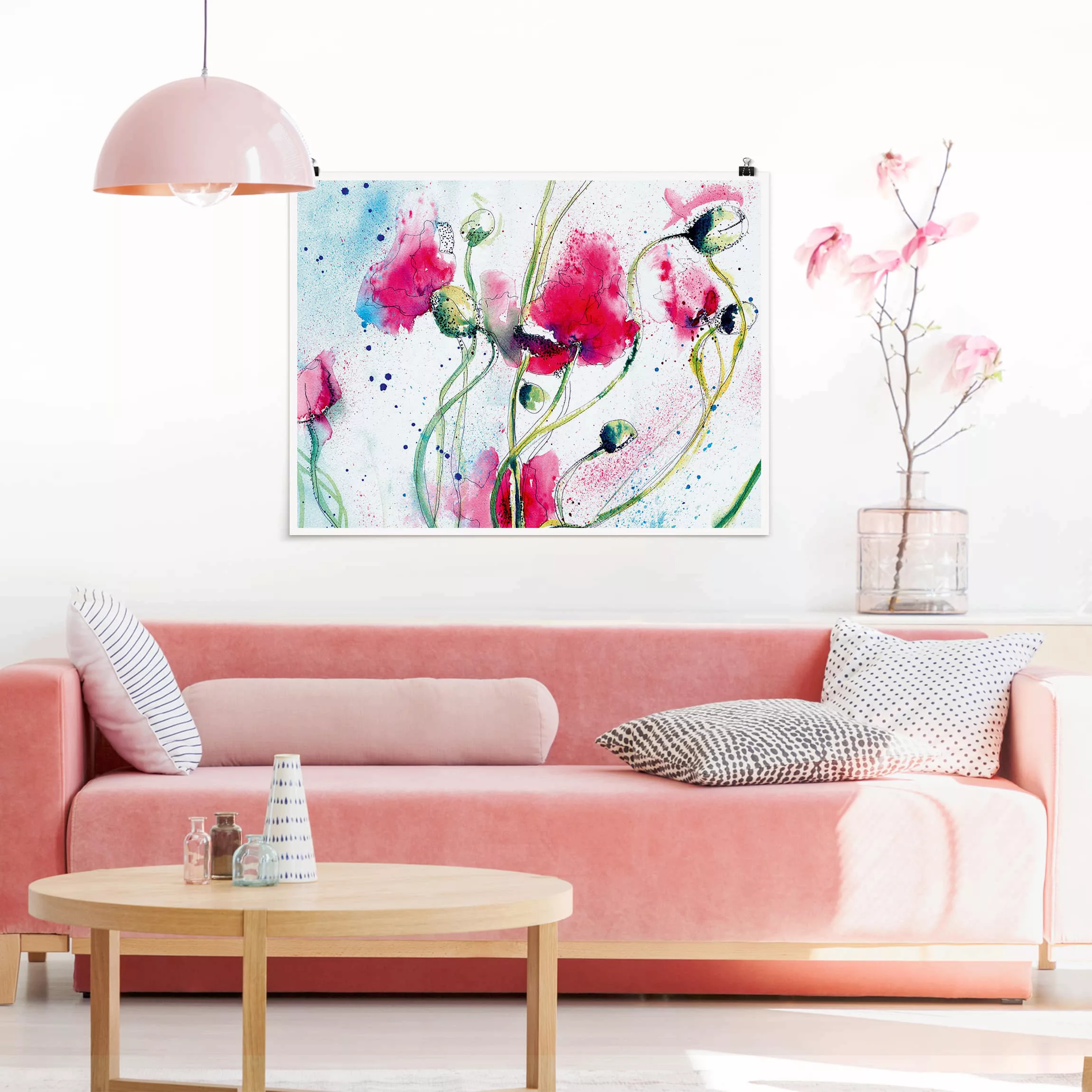 Poster Blumen - Querformat Painted Poppies günstig online kaufen