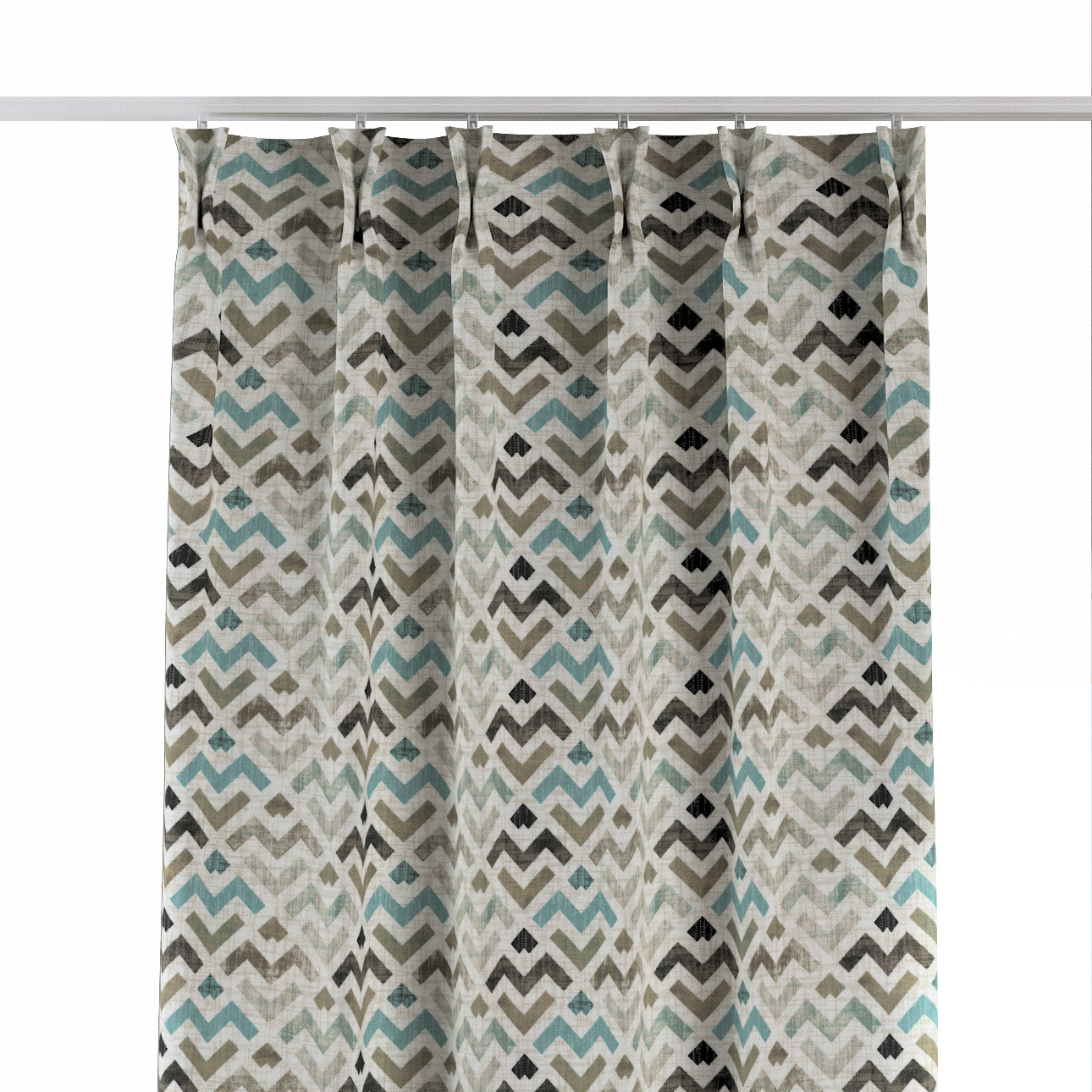 Vorhang mit flämischen 2-er Falten, blau-beige, Modern (141-93) günstig online kaufen