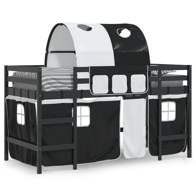 vidaXL Kinderhochbett mit Tunnel Weiß & Schwarz 90x190 cm Kiefernholz192788 günstig online kaufen