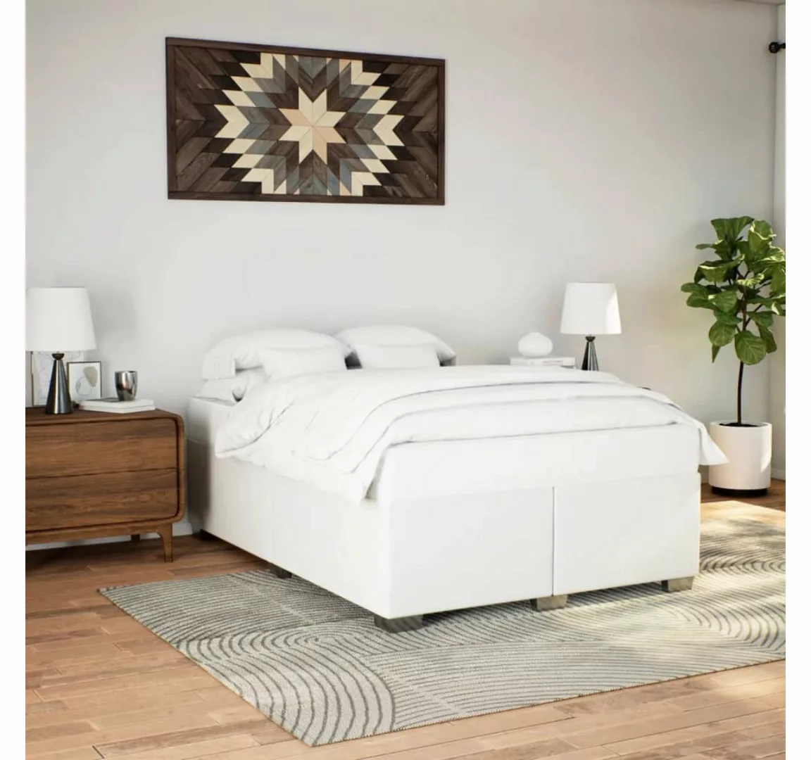 vidaXL Bett, Bettgestell Weiß 140x200 cm Kunstleder günstig online kaufen