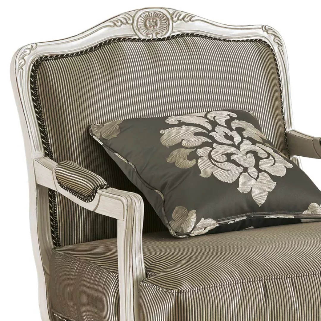 Eleganter Wohnzimmer Sessel in italienischem Design Taupe und Weiß günstig online kaufen