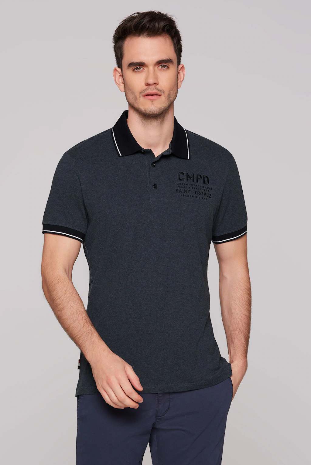 CMPD Poloshirt, mit Seitenschlitze und längerer Rückenpartie günstig online kaufen