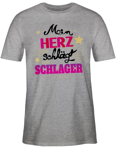 Shirtracer T-Shirt Mein Herz schlägt Schlager Outfit Schlagerparty Schlager günstig online kaufen