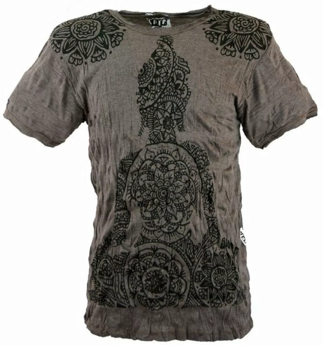 Guru-Shop T-Shirt Sure Herren T-Shirt Mandala Buddha - taupe alternative Be günstig online kaufen