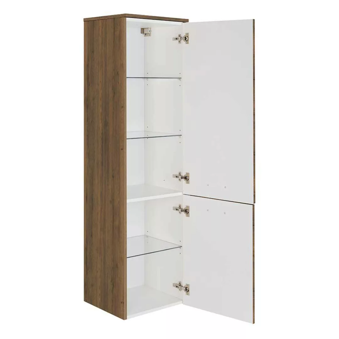 Midi Hängeschrank Bad modern in Eiche dunkel 149 cm hoch günstig online kaufen