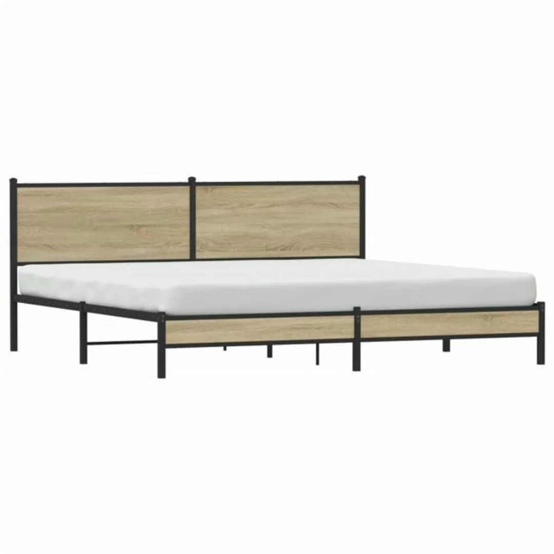 vidaXL Bett Metallbett ohne Matratze Sonoma-Eiche 193x203 cm günstig online kaufen