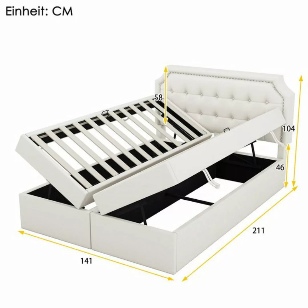 BlingBin Polsterbett Doppelbett 140x200cm Bett mit Lattenrost aus Metallrah günstig online kaufen