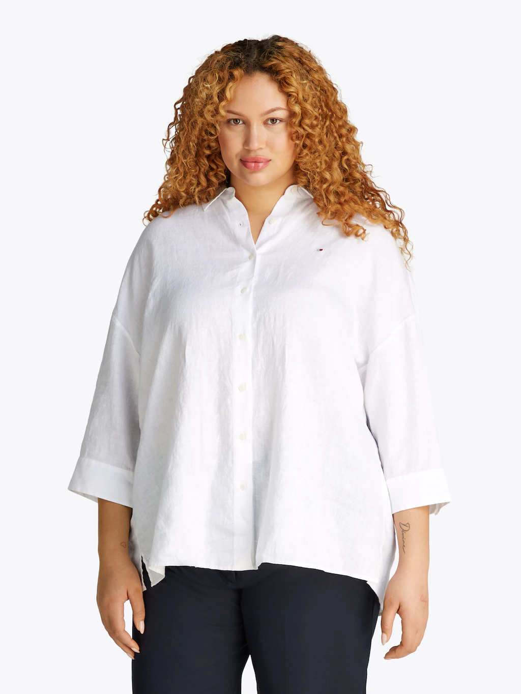 Tommy Hilfiger Curve Hemdbluse "CRV ESS LINEN EASY SHIRT", in Großen Größen günstig online kaufen