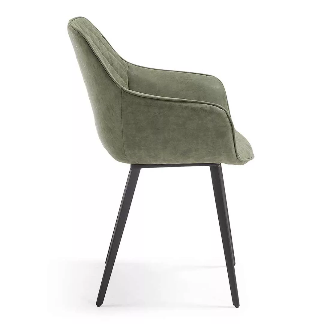Esszimmerstühle in Grün Kunstleder mit Armlehnen (2er Set) günstig online kaufen