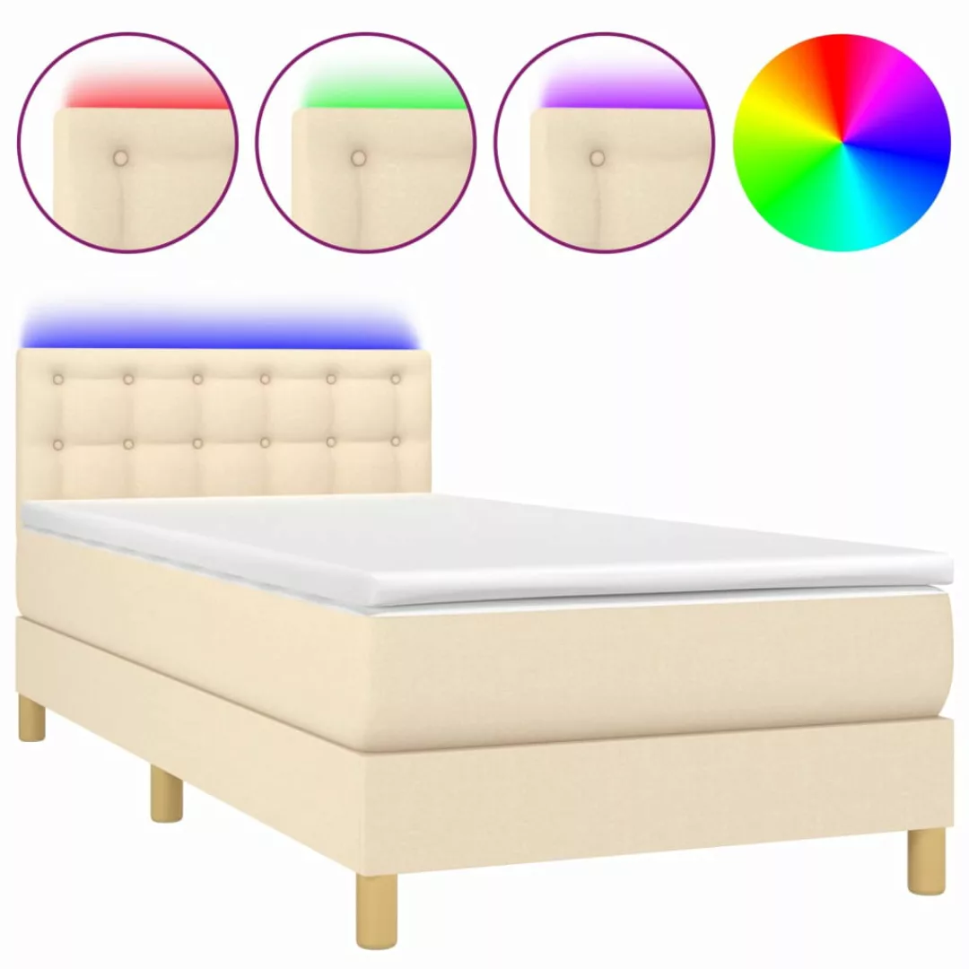Vidaxl Boxspringbett Mit Matratze & Led Creme 100x200 Cm Stoff günstig online kaufen