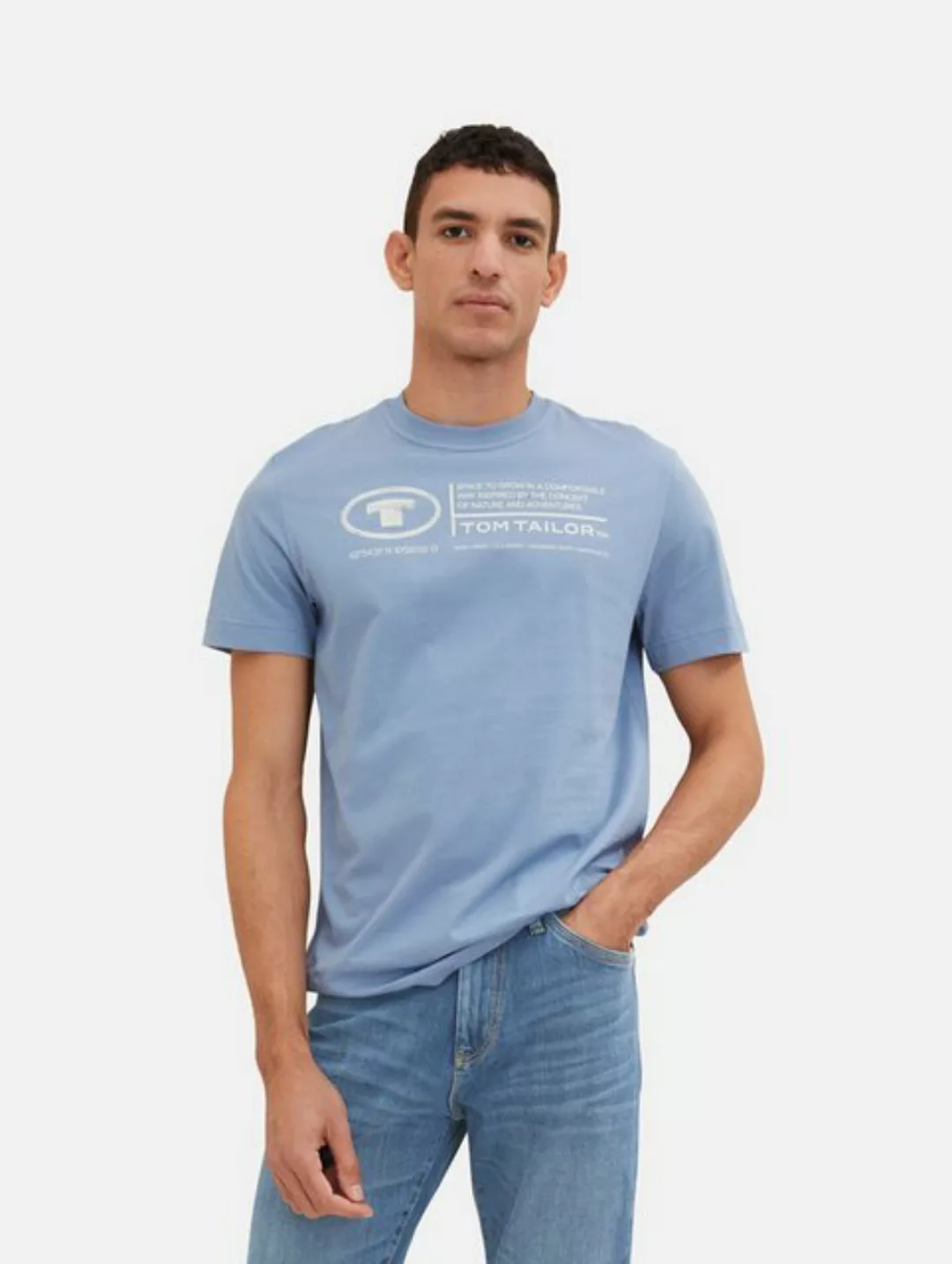 Tom Tailor Herren T-Shirt PRINTED CREWNECK - Regular Fit günstig online kaufen