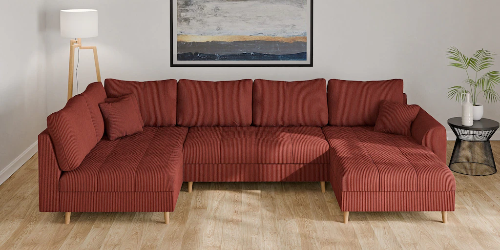 Home affaire Wohnlandschaft "CHARRE U-Form mit Ottomane, Maße B/T/H: 310/16 günstig online kaufen