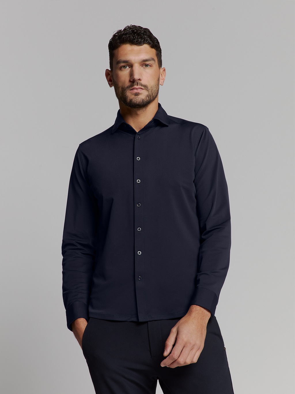 NO EXCESS Langarmhemd "No Excess Jersey-reisehemd" günstig online kaufen