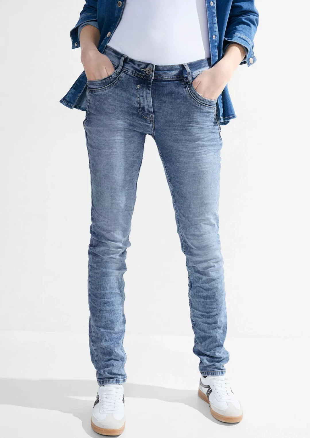 Cecil Slim-fit-Jeans in Used-Optik günstig online kaufen