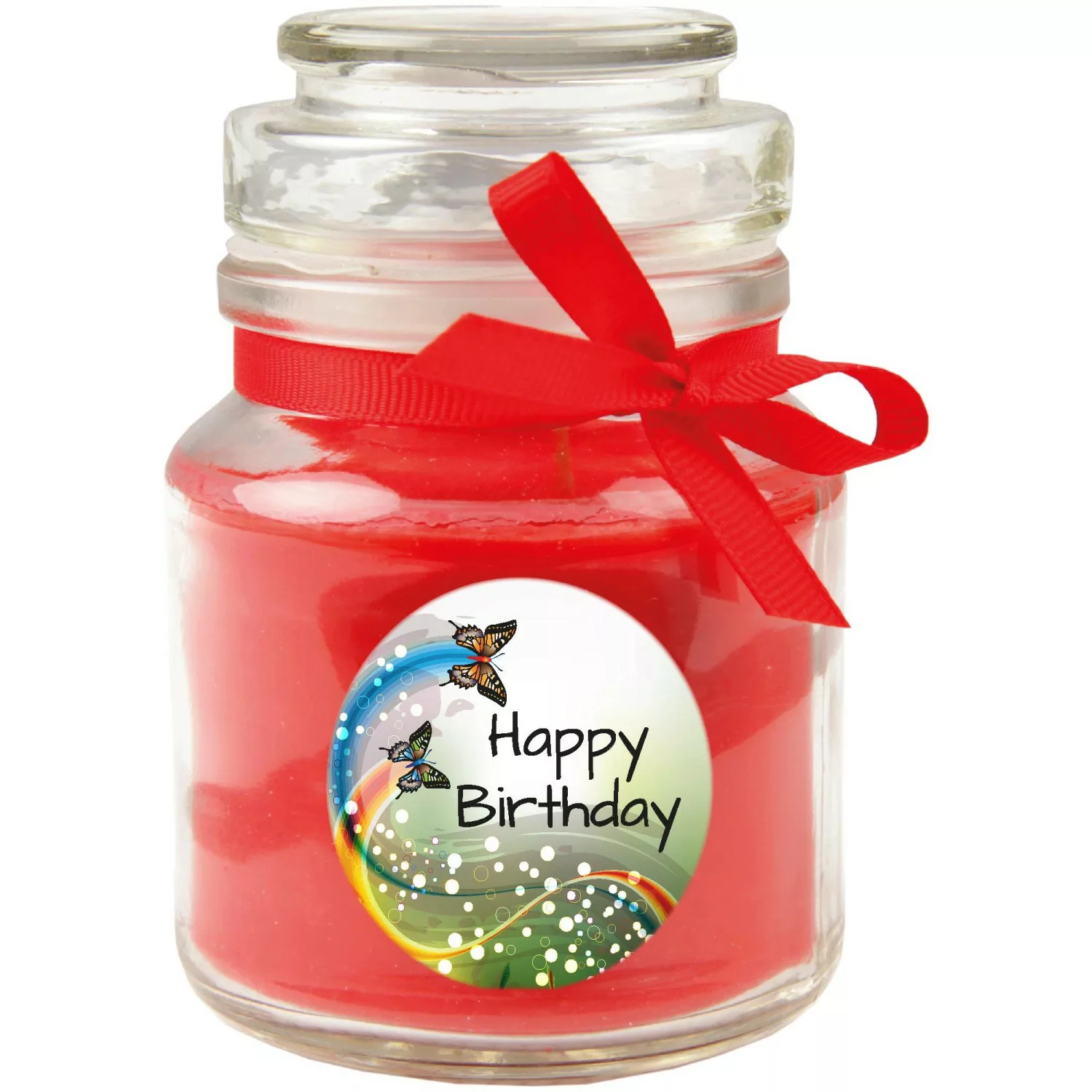 HS Candle Duftkerze & Glas Happy Birthday Bonbon Schmetterling Rose günstig online kaufen