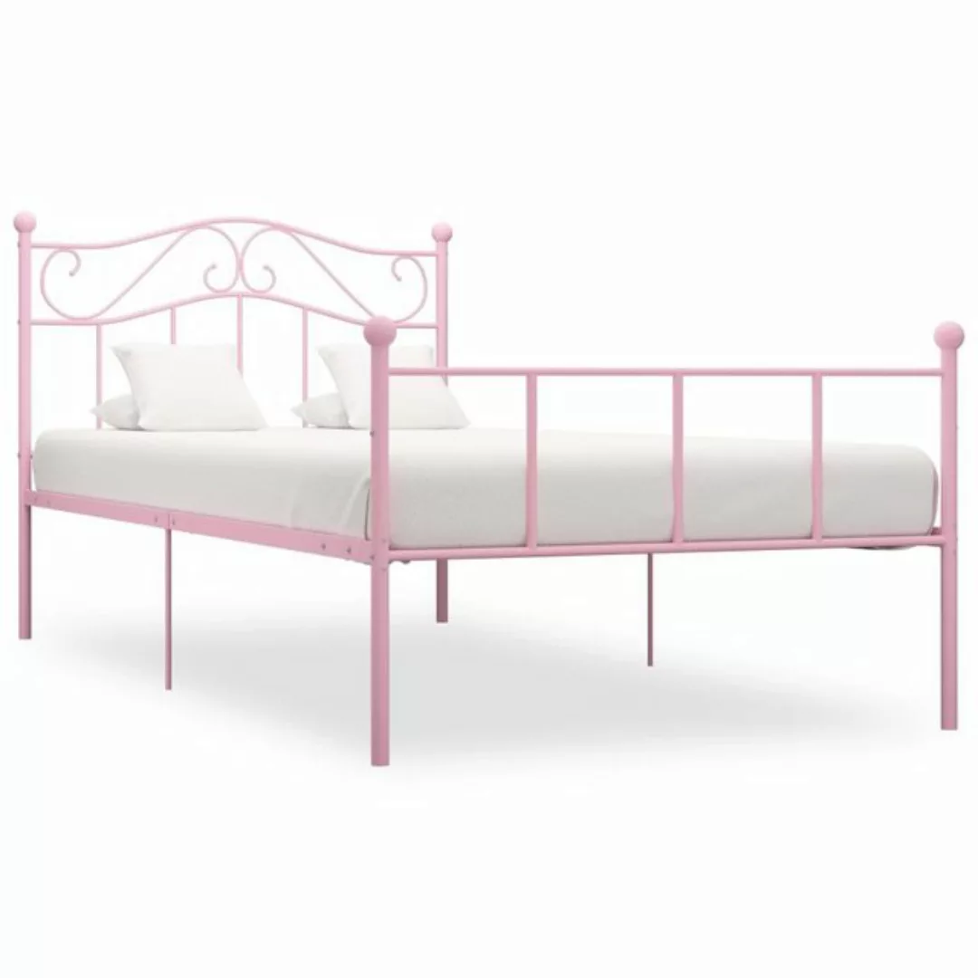 furnicato Bett Bettgestell Rosa Metall 90×200 cm günstig online kaufen