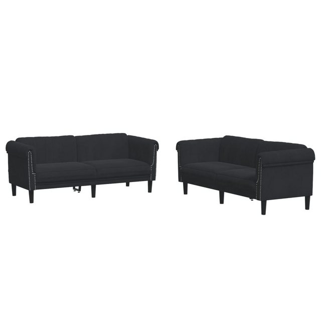 vidaXL Sofa Sofagarnitur Set mit Kissen Samt, 2-tlg., Schwarz günstig online kaufen