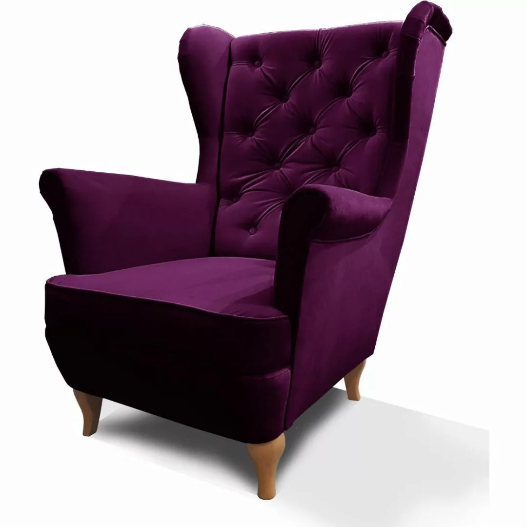 Beautysofa Ohrensessel Sessel FALCO Chesterfield Wohnzimmersessel günstig online kaufen