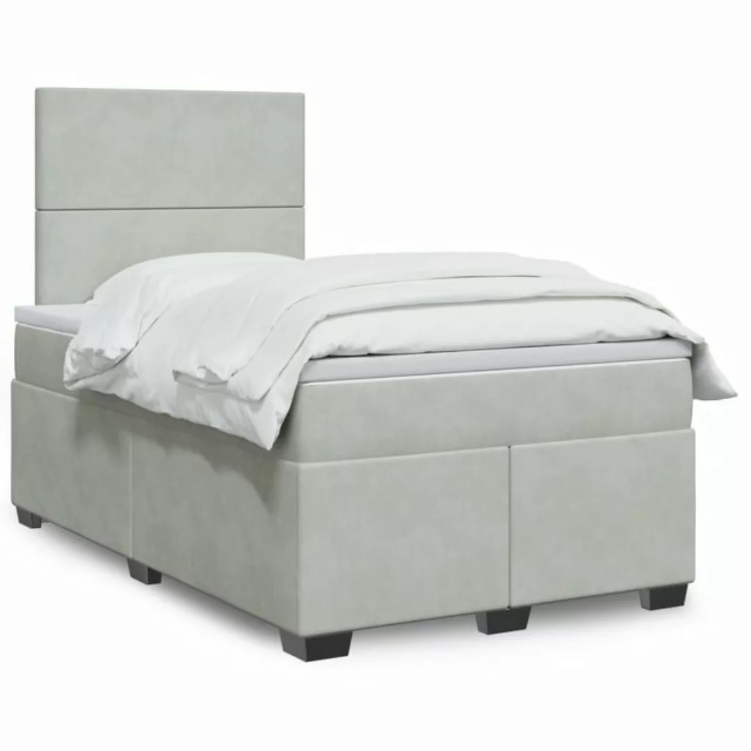 furnicato Bettgestell Boxspringbett mit Matratze Hellgrau 120x200 cm Samt günstig online kaufen