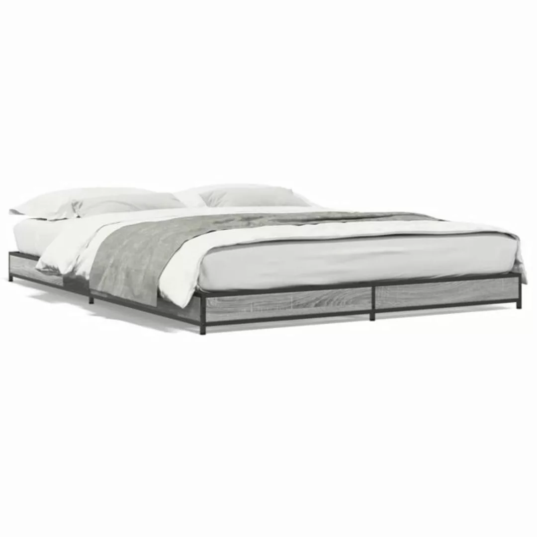 vidaXL Bett Bettgestell Braun Eichen-Optik 140x190 cm Holzwerkstoff Metall günstig online kaufen