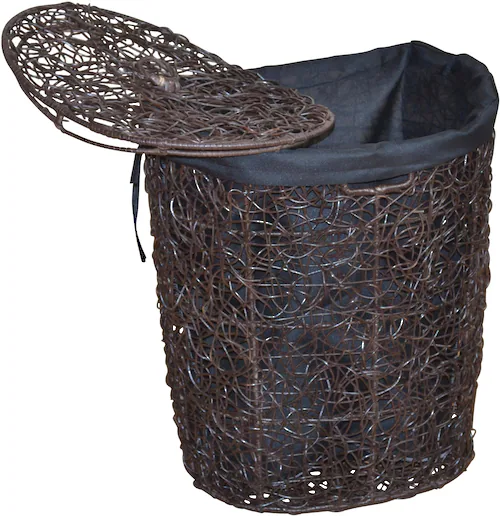 my home Wäschekorb, Rattan-Geflecht, mit Stoffeinsatz und Deckel, Höhe 62 c günstig online kaufen
