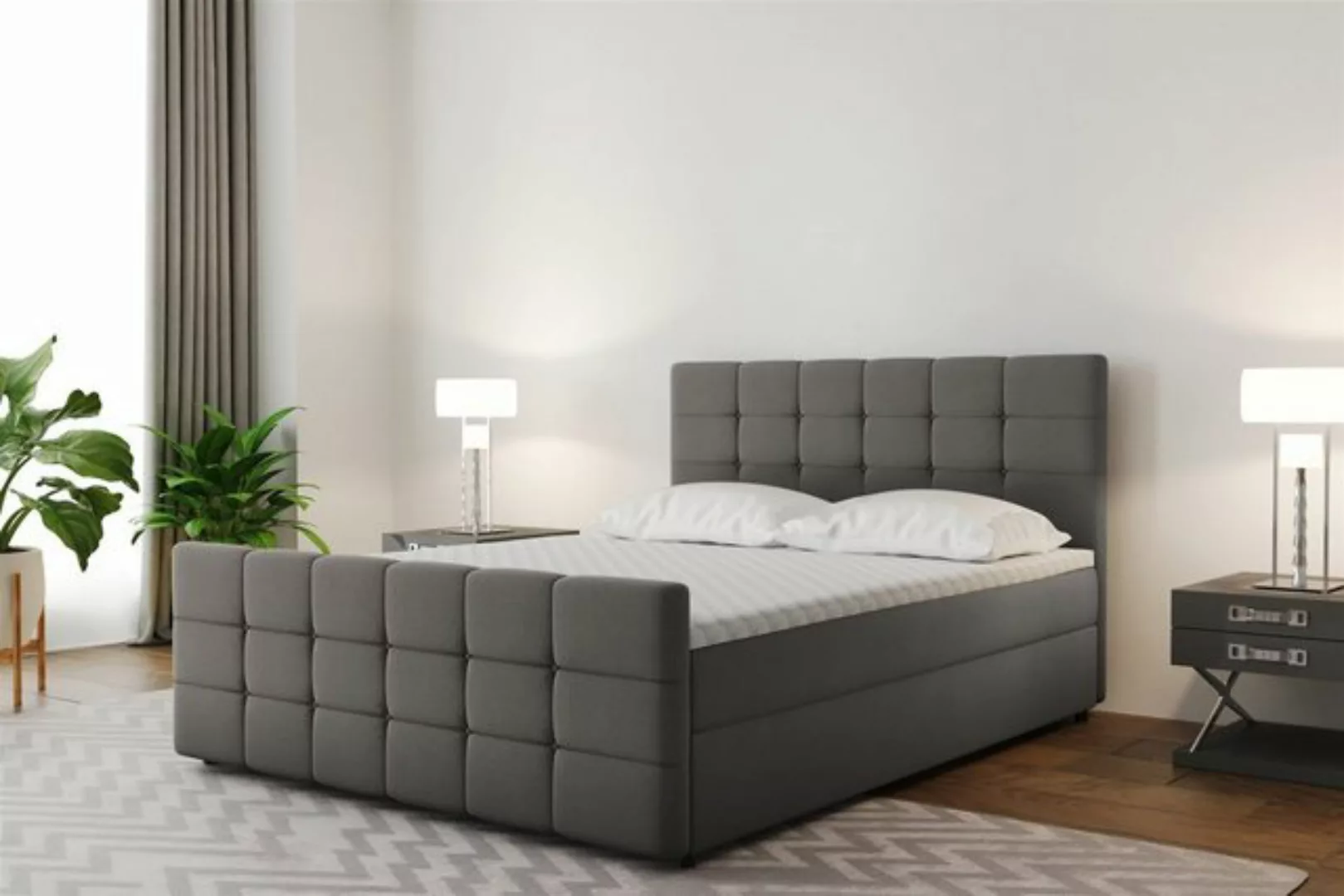 Fun Möbel Boxspringbett Boxspringbett Schlafzimmerbett SENON 200er in Stoff günstig online kaufen