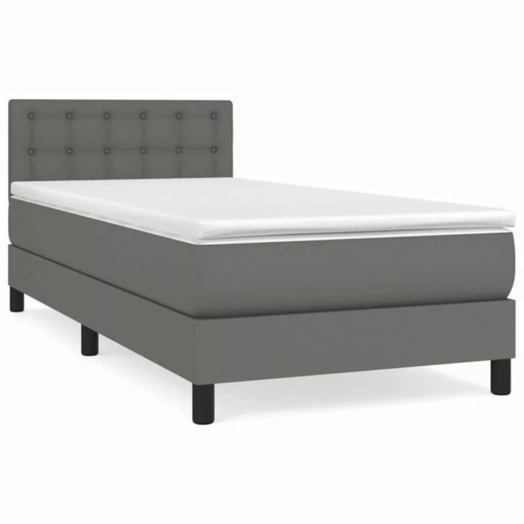 vidaXL Bettgestell Boxspringbett mit Matratze Grau 100x200 cm Kunstleder Be günstig online kaufen