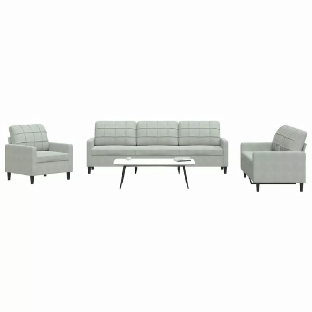 vidaXL Sofa Sofagarnitur mit Kissen Samt, Standard + Fußhocker, Hellgrau günstig online kaufen