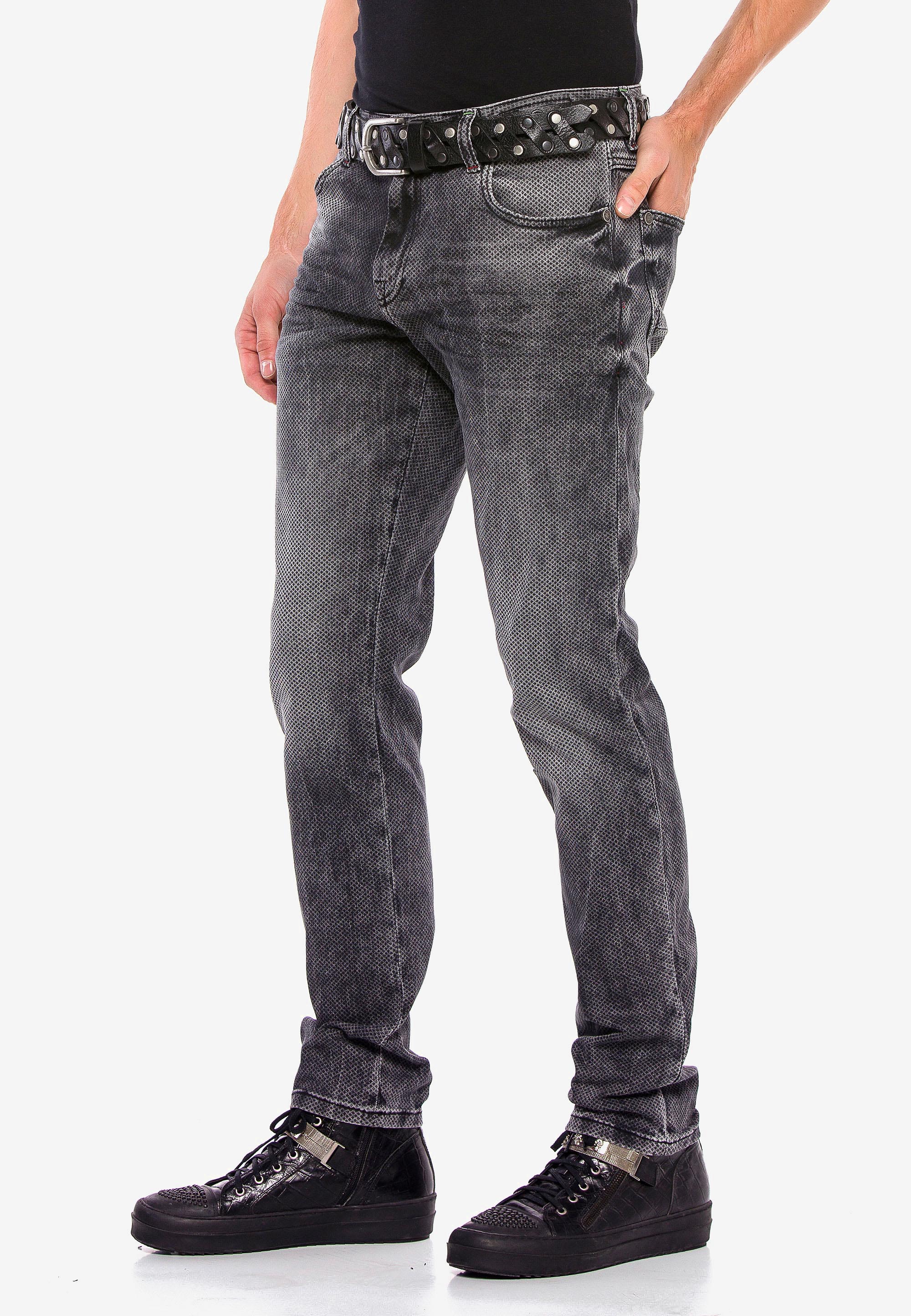 Cipo & Baxx Slim-fit-Jeans, (1 tlg.), mit Gitter-Musterung in Straight Fİt günstig online kaufen