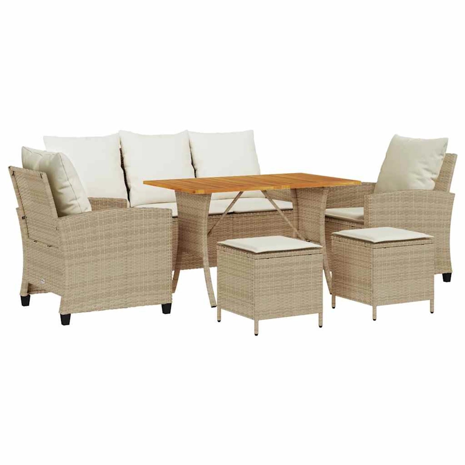 vidaXL 6-Tlg Garten-Sofagarnitur mit Kissen Beige Poly Rattan 3324588 günstig online kaufen
