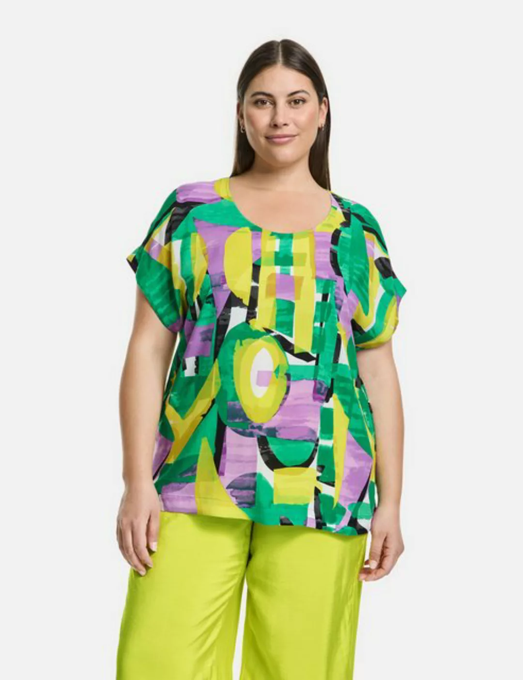 Samoon Kurzarmbluse Blusenshirt mit farbenfrohem Print günstig online kaufen