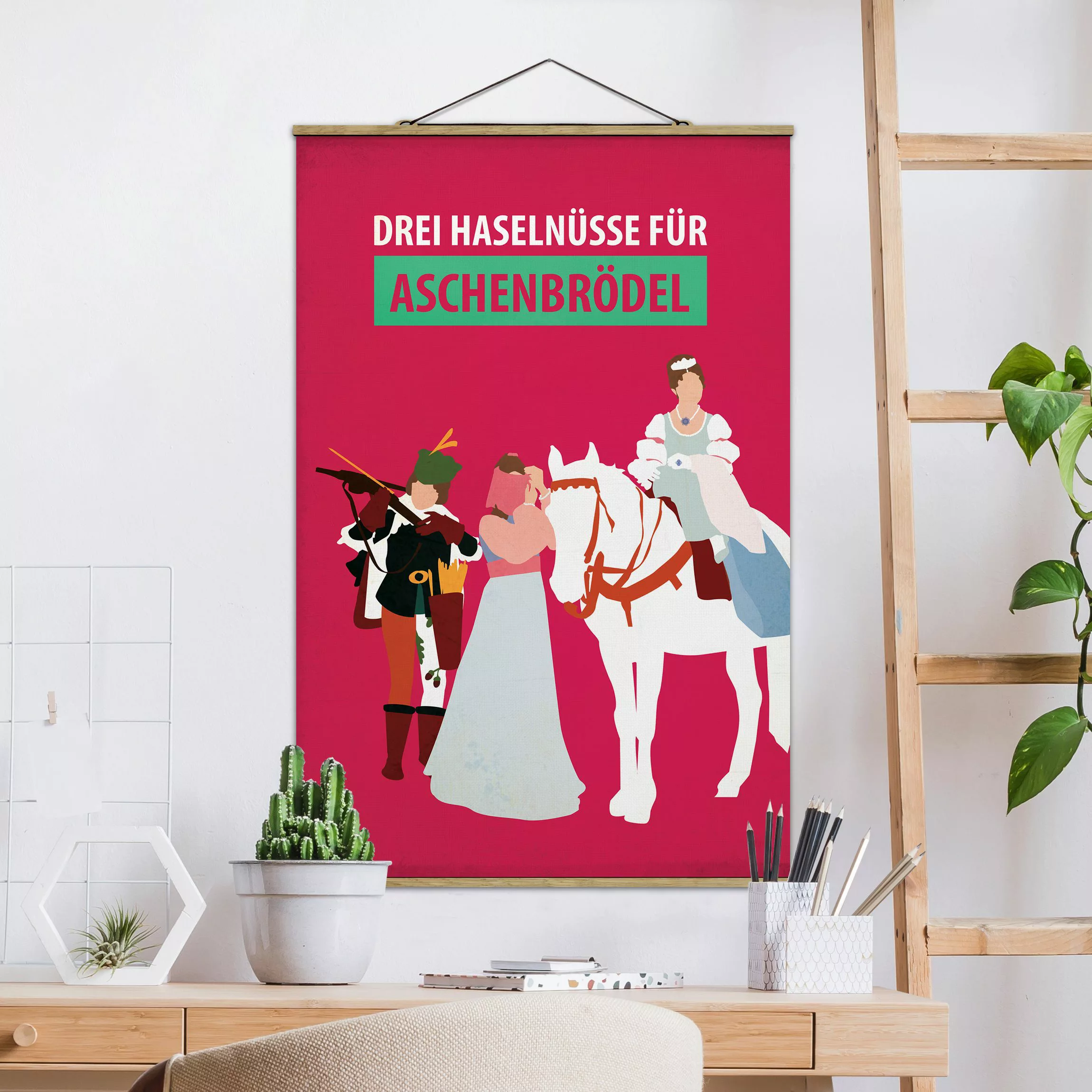 Stoffbild Kinderzimmer mit Posterleisten - Hochformat Filmposter Drei Hasel günstig online kaufen