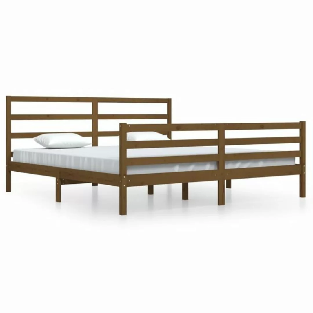 vidaXL Bettgestell Massivholzbett Honigbraun Kiefer 200x200 cm Bett Bettges günstig online kaufen