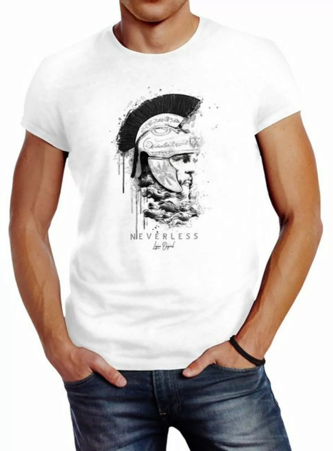 Neverless Print-Shirt Neverless® Herren T-Shirt Sparta Spartaner Kopf Helm günstig online kaufen