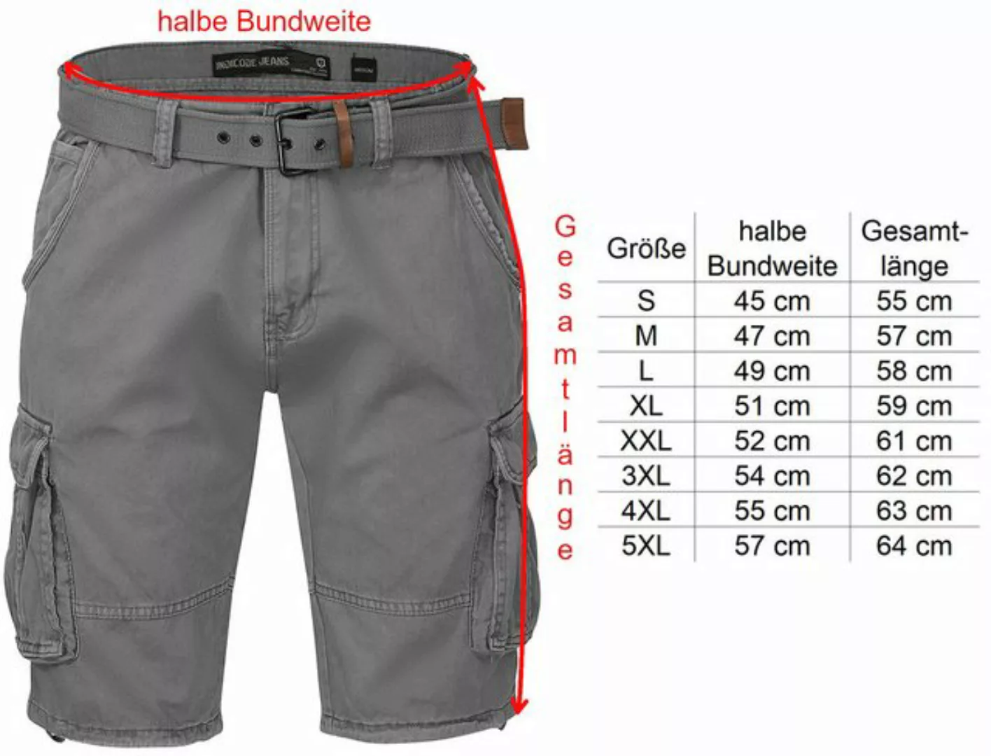 Indicode Cargoshorts Kjeld Herrencargoshorts mit 6 Taschen günstig online kaufen