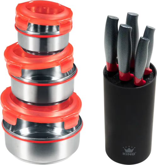 KING Messerblock »Carbon Optic«, 9 tlg., inkl. 3-teiligem Dosen-Set günstig online kaufen