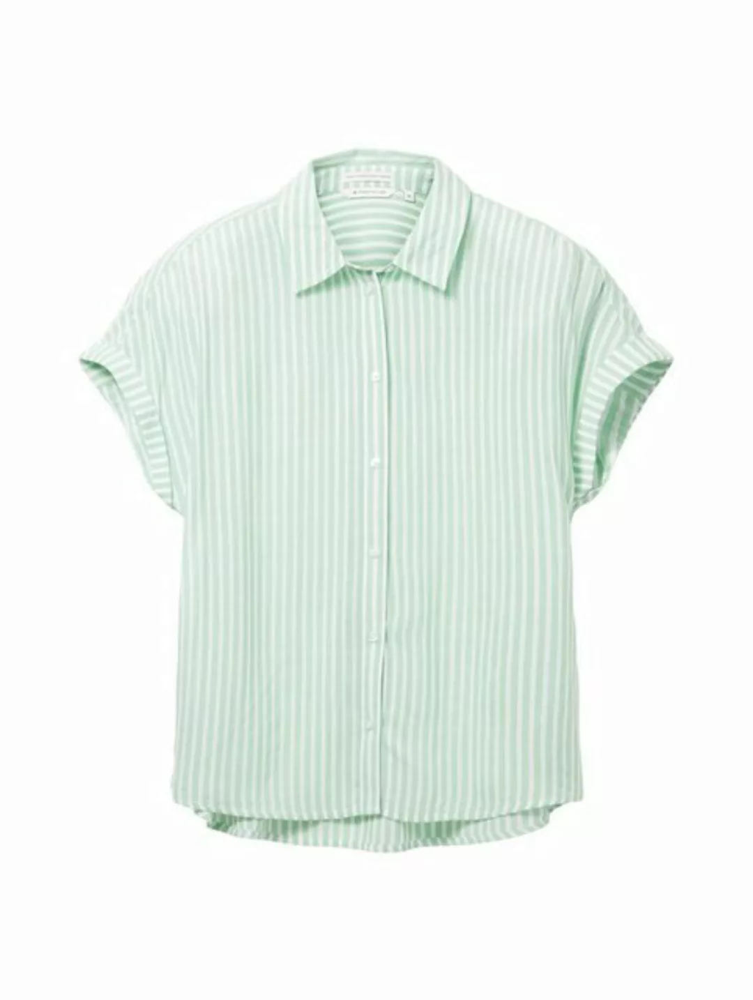 TOM TAILOR Blusenshirt Gestreifte Kurzarm Bluse Übergröße Shirt 5364 in Bla günstig online kaufen