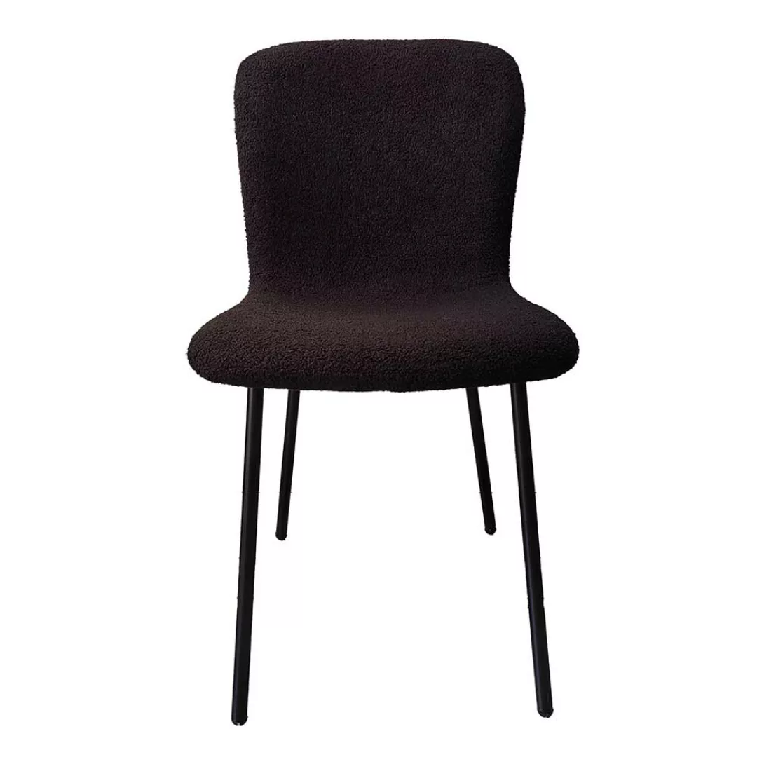 4 Esstisch Stühle schwarz aus Boucle Stoff und Metall 44 cm breit (4er Set) günstig online kaufen