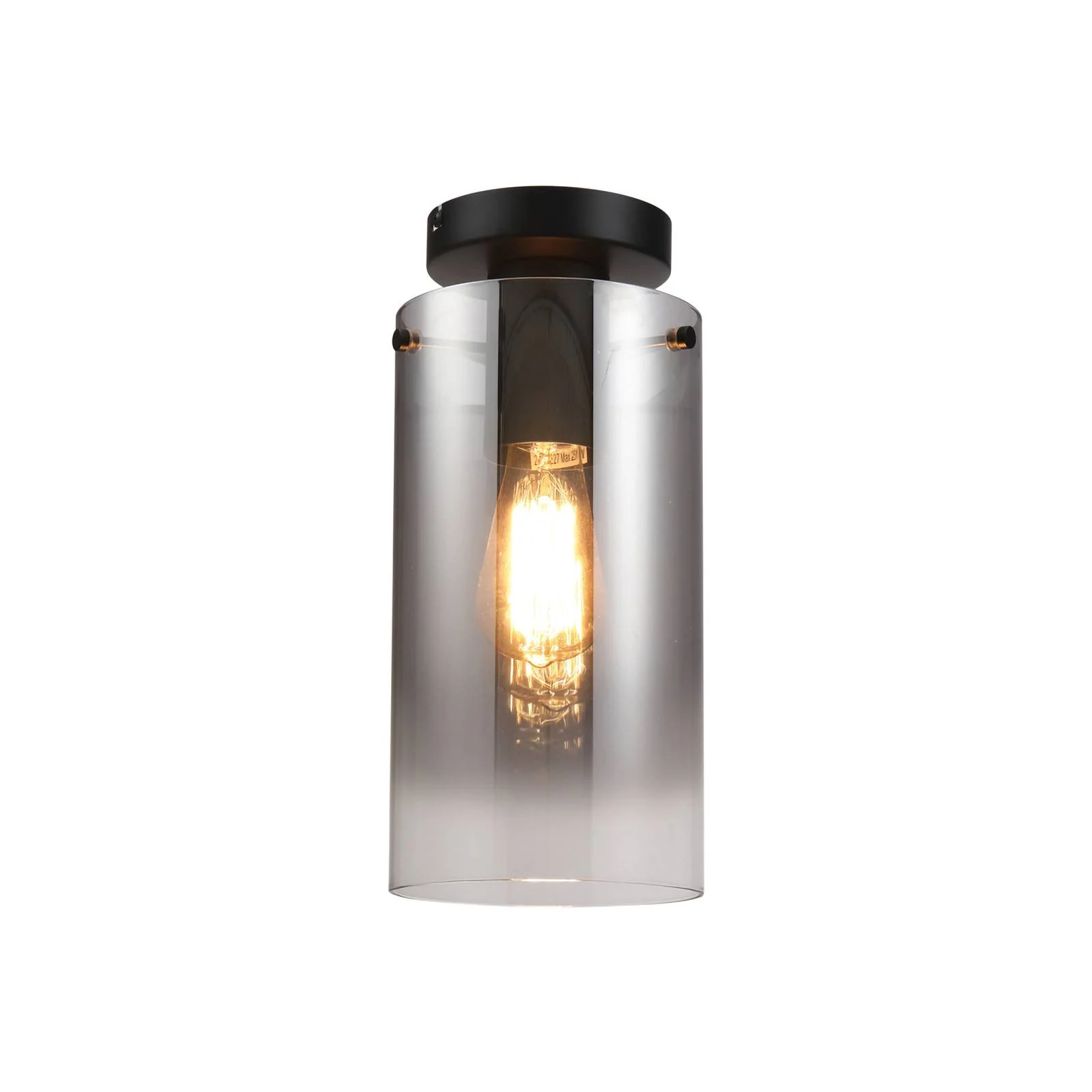 Deckenlampe Ventotto, schwarz/rauch, Ø 15 cm, Glas günstig online kaufen