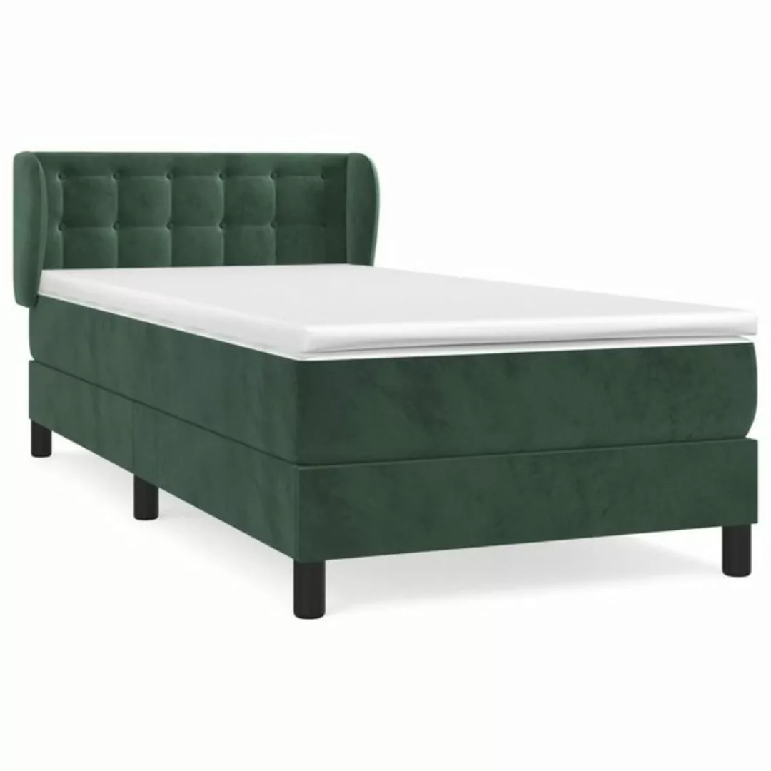 vidaXL Boxspringbett Boxspringbett mit Matratze Dunkelgrün 100x200 cm Samt günstig online kaufen