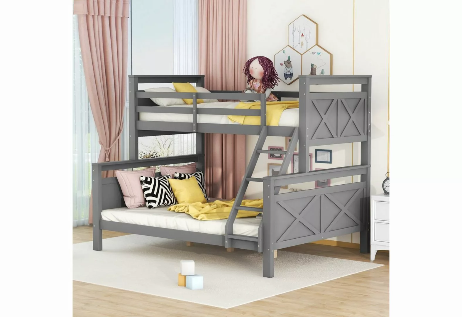 Ulife Etagenbett Holzbett Kinderbett umbaubar in 2 getrennte Betten günstig online kaufen