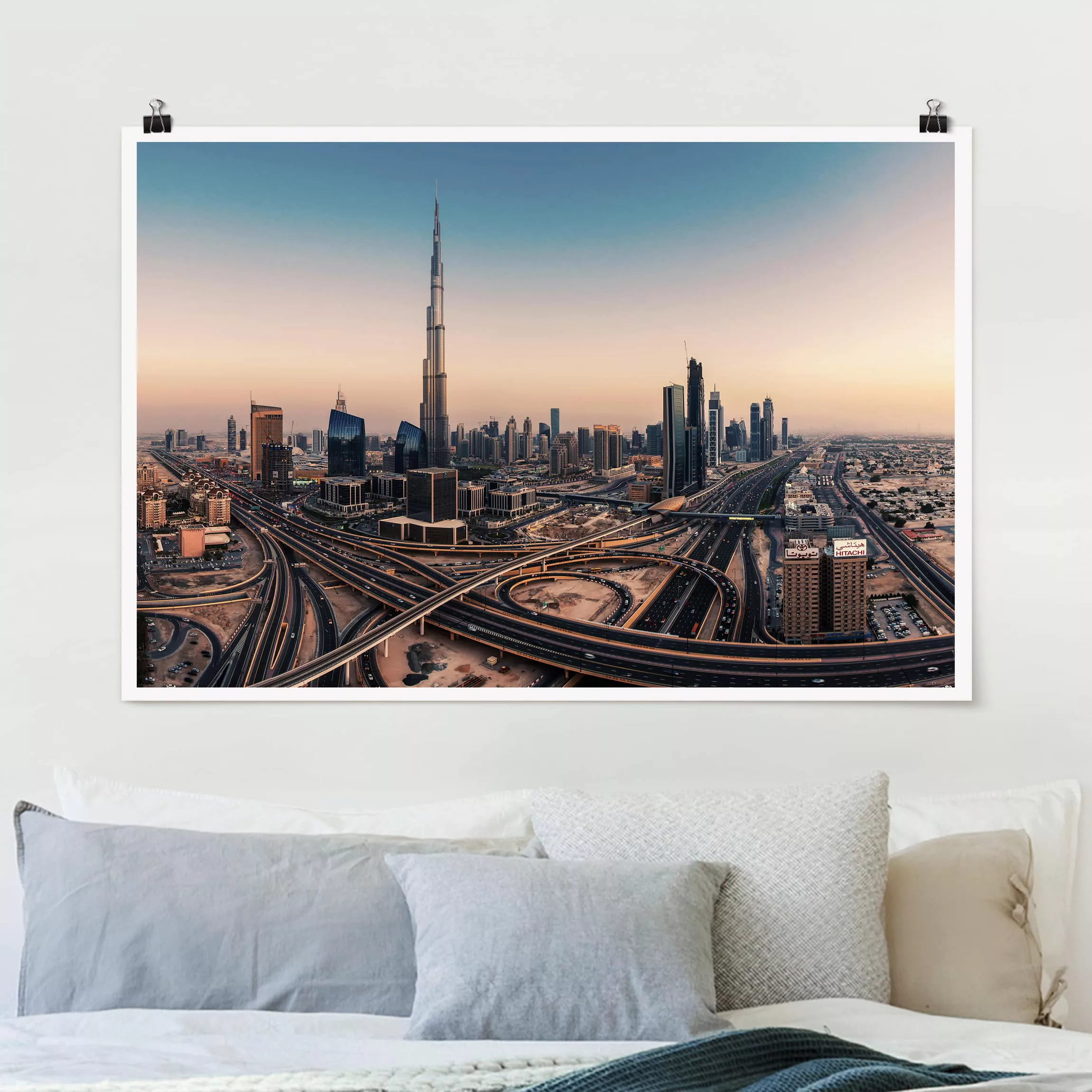 Poster Architektur & Skyline - Querformat Abendstimmung in Dubai günstig online kaufen