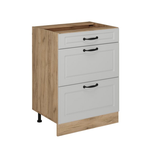 Vicco Unterschrank R-Line, Weiß Landhaus/Goldkraft Eiche, 60 cm mit Schubla günstig online kaufen