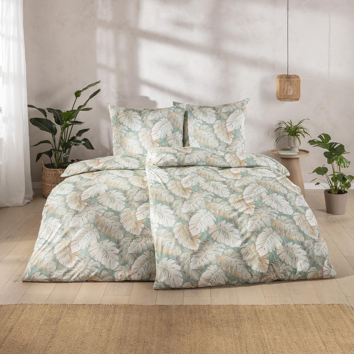 Estella Interlock Jersey Bettwäsche Rabea 6301-550 Tropenblatt 135x200 günstig online kaufen