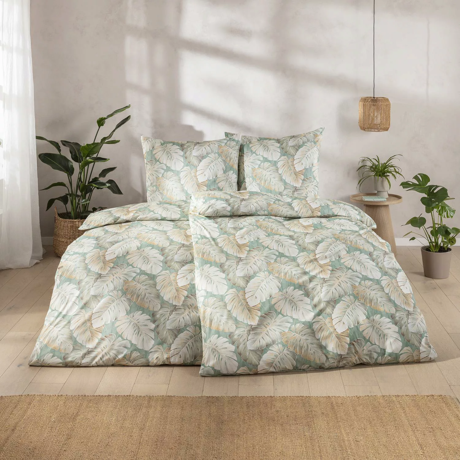 Estella Interlock Jersey Bettwäsche Rabea 6301-550 Tropenblatt 135x200 günstig online kaufen