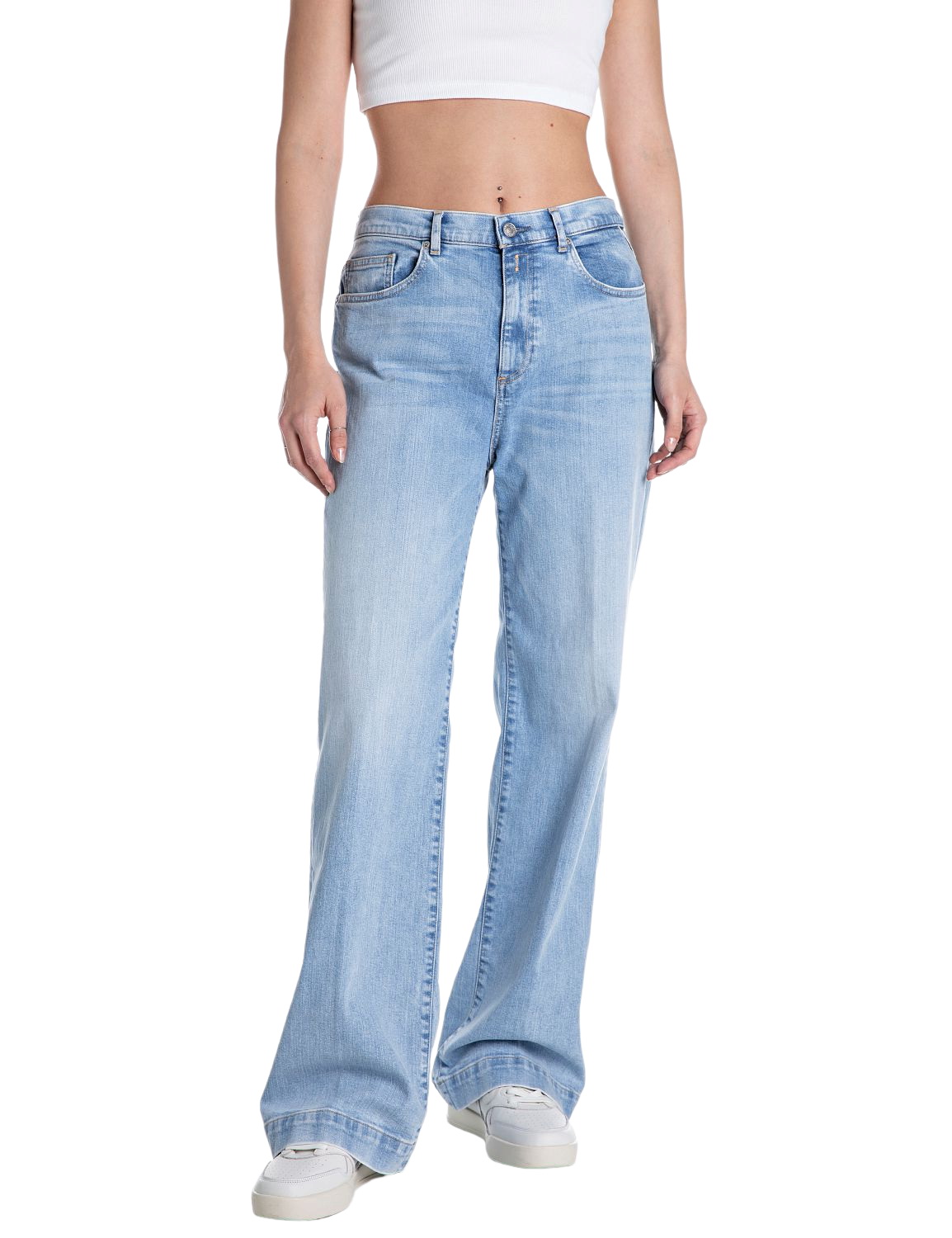 Replay Damen Jeans MELJA - Relaxed Straight Fit - Blau - Light Blue Denim günstig online kaufen