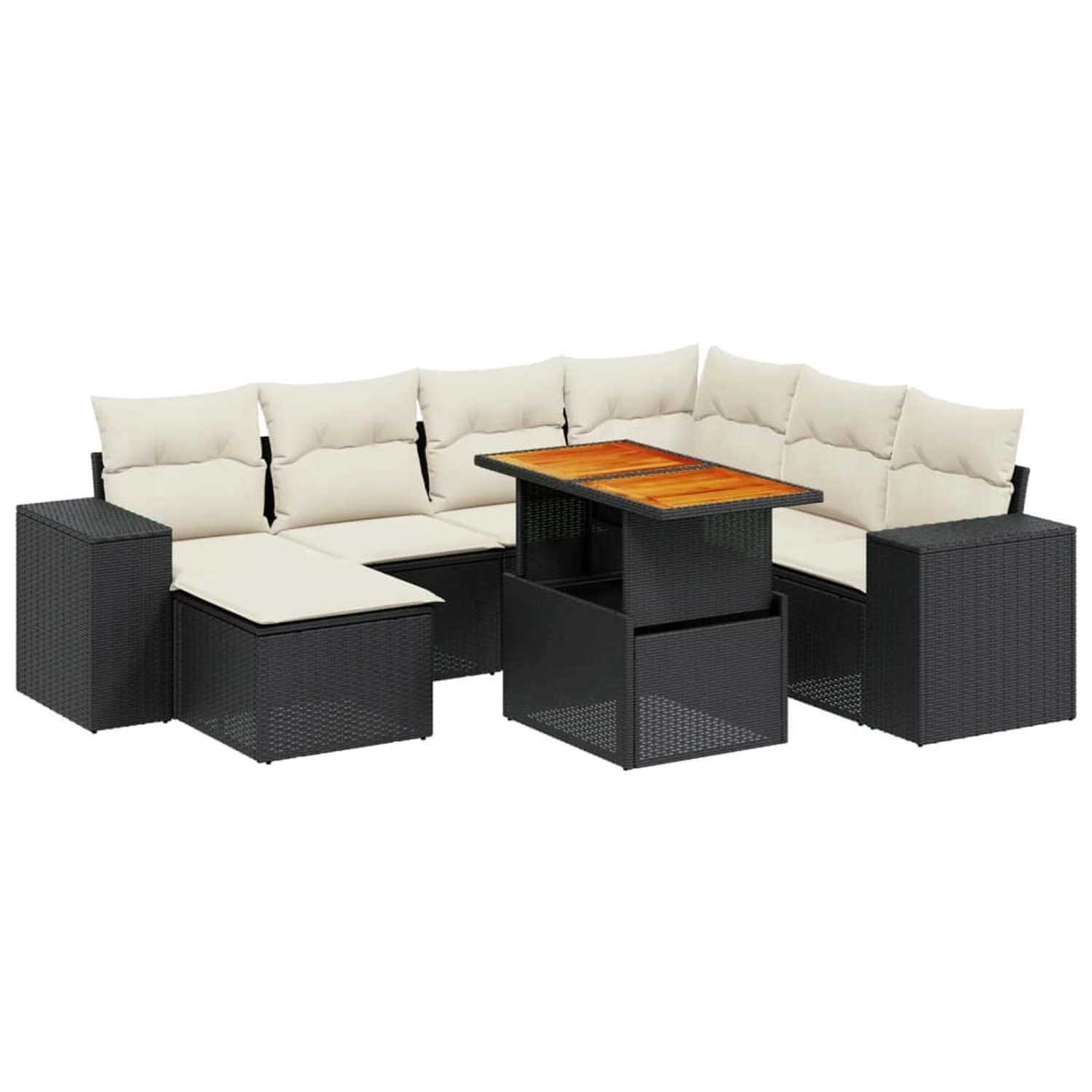vidaXL 8-Tlg Garten-Sofagarnitur mit Kissen Schwarz Poly Rattan 3272750 günstig online kaufen
