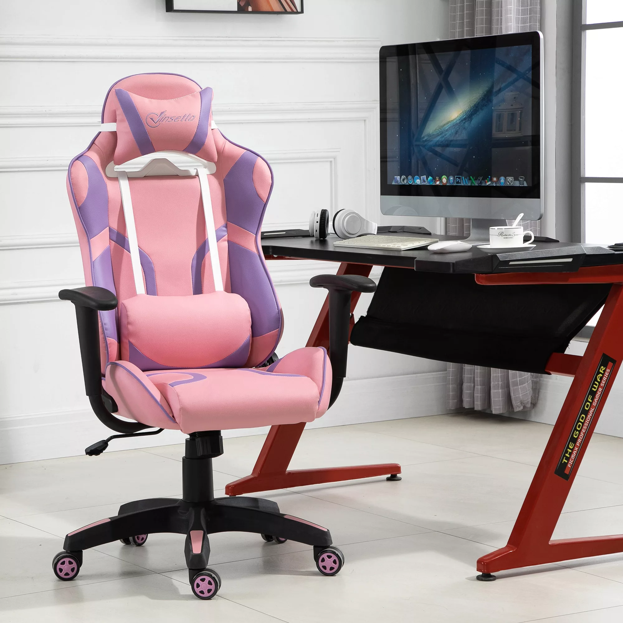 Vinsetto Gaming Stuhl  Ergonomischer Bürostuhl, Drehstuhl, Verstellbares Ma günstig online kaufen