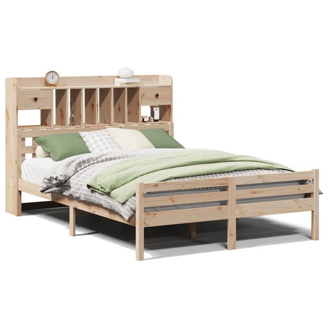 vidaXL Bett, Massivholzbett mit Regal ohne Matratze 140x190 cm Kiefer günstig online kaufen