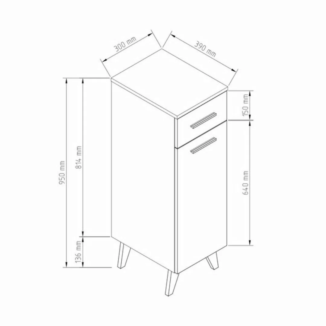 Planetmöbel Midischrank Midischrank Merkur mit 1 Schublade günstig online kaufen